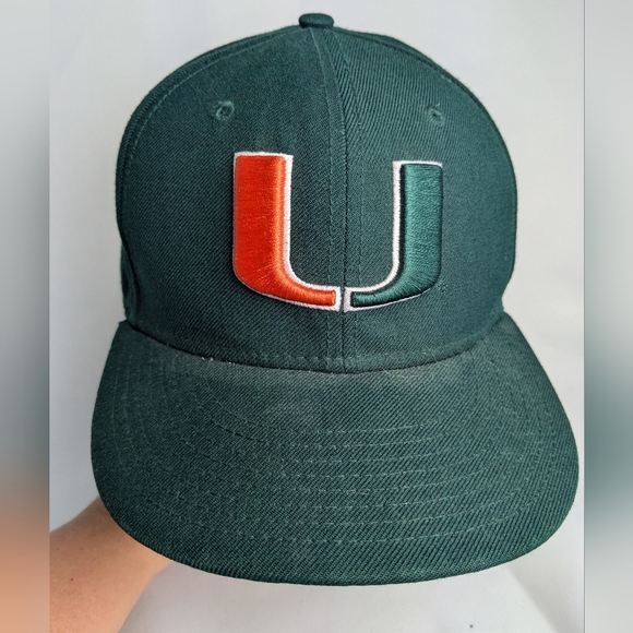 NEW ERA MIAMI HURRICANES Baseball Hat Size 7 In GREAT Used Condition - Picture 2 of 8